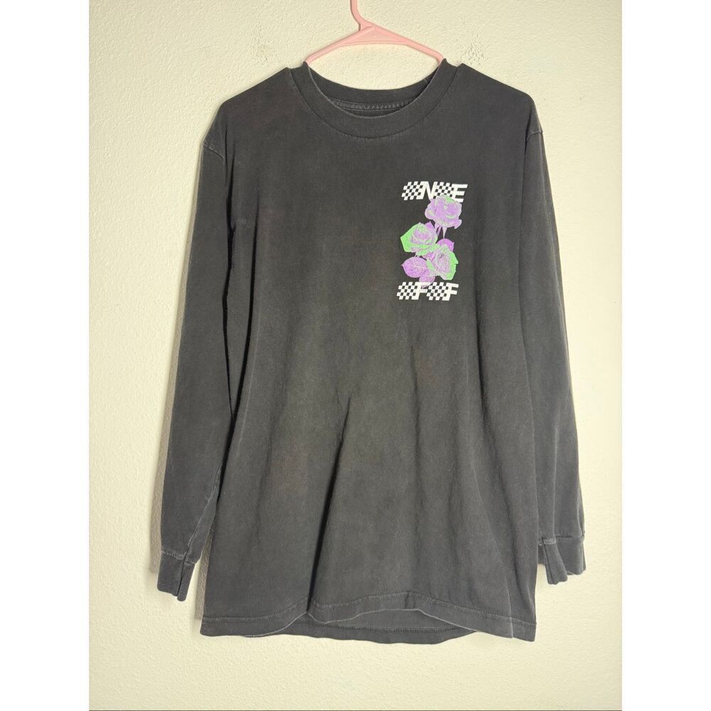 NEFF Graphic Cotton Tee Long Sleeve Size L Black